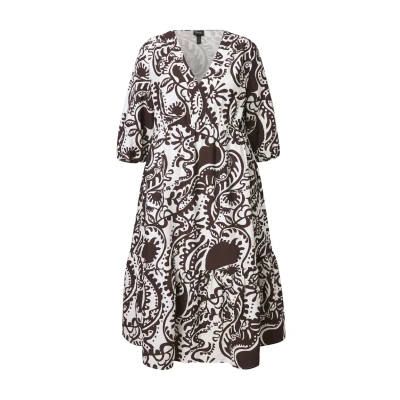 Abbildung von Ulla Popken Paisley Flounce Panel Freizeitkleid, Damen, Größe: 58/60, Mahogany