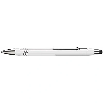 Abbildung von Schneider 138701 Epsilon Touch Druckkugelschreiber (Strichstärke XB, dokumentenechte Mine Schreibfarbe: blau, inkl. Touchpen, Made in Germany) Schaftfarbe: weiß silber