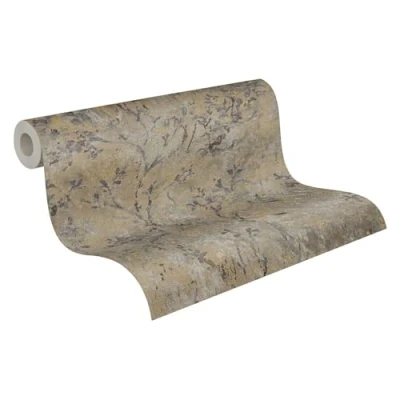 Abbildung von living walls Vliestapete &quot;Stories of Life hochwertige Blumenmuster Tapete Braun Gold&quot;, floral, Blumenranken leicht glänzend
