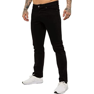Abbildung von Enzo Herren Jeans mit geradem Bein, Stretch, Denim Hose, alle Taille Gr. 48W x 32L, Schwarz