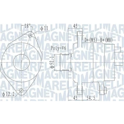 Abbildung von MAGNETI MARELLI 063732048010 Lichtmaschine 14V 90A FIAT: Idea, BRAVO 2, LANCIA: Musa