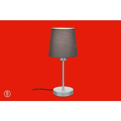 Abbildung von BRILONER Nachttischlampe mit Kabelschalter, Lampenschirm aus Stoff, E14 Fassung max. 25 Watt, Tischlampe, Lampe, Schreibtischlampe, Tischleuchte, Bürolampe, Leselampe Bett, 10x31,4 cm, Grau Silber