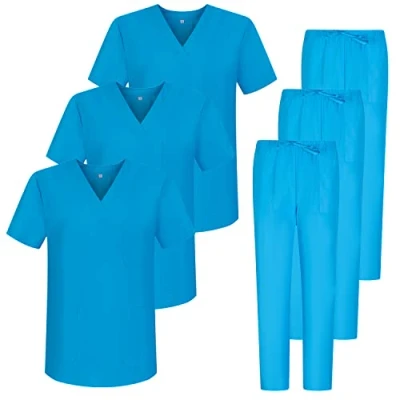 Abbildung von MISEMIYA Unisex Pack x 3 Stück Medizinische Uniformen MZ 6801 6802, Hellblau 68, L (3er
