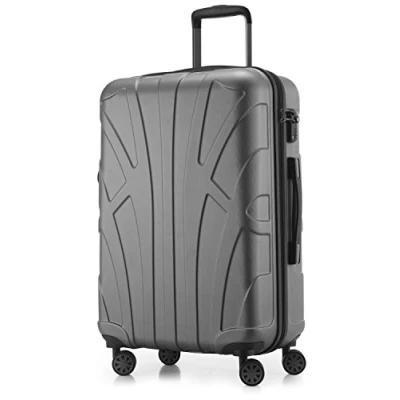 Abbildung von suitline Hartschalen Koffer Trolley Rollkoffer Reisekoffer, TSA, 66 cm, ca. 58 Liter, 100% ABS Matt, Silber