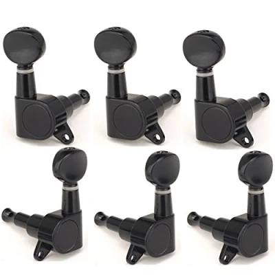 Abbildung von Musiclily Basic 3L3R Gitarren Mechaniken Tuners Tuning Pegs Keys Machine Heads für LP SG E Gitarre oder Folk Akustikgitarre,Schwarz Chrom Vintage Oval Knopf