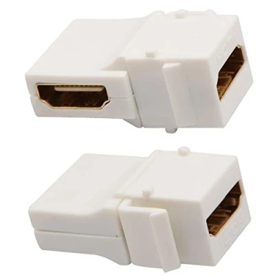 Abbildung von AAOTOKK 90 Grad HDMI Keystone Adapter Vergoldeter Weiblich auf für Full HD 1080p,3D 60 Hz Koppleradapter Schnallenmontage Wandplatte Steckdose Panel (Weiß/2 Stücke)