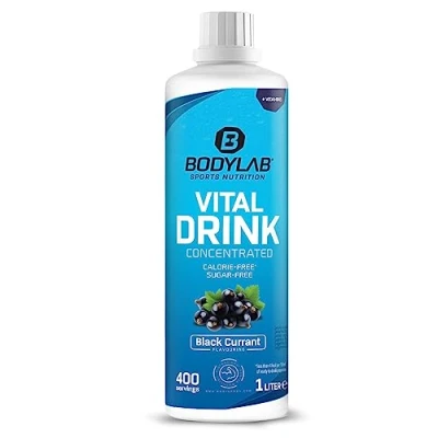 Abbildung von Bodylab24 Vital Drink Concentrated Johannisbeere 1000ml, Getränkekonzentrat zuckerfrei, Zero Sirup, mit Vitaminen und L Carnitin, Sportgetränk wenig Kalorien