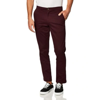 Abbildung von Amazon Essentials Herren Legere Stretch Chinohose mit klassischer Passform, Burgunderrot, 33W / 28L