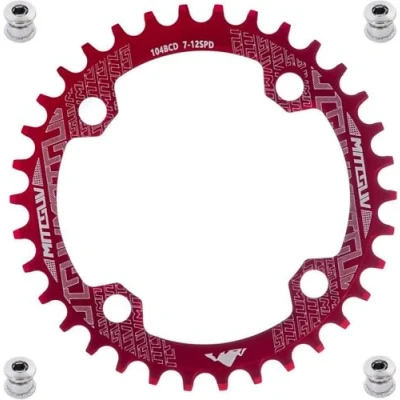 Abbildung von YBEKI 32T 34T 36T 38T Runden Oval Fahrrad Kettenblatt, Schmale Breite Kettenblätter 104 BCD für Rennrad Mountainbike BMX MTB