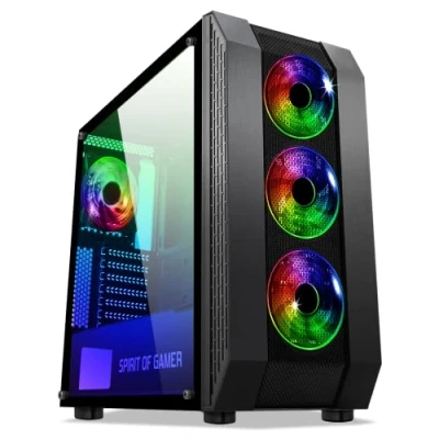 Abbildung von SPIRIT OF Gamer Rogue VI PC ATX/Matx/ITX Gehäuse Frontplatte Und Gehärtete Glaswand 4 LED RGB Adressierbare 120mm Lüfter Aura/MSI Mystic/ASROCK 3Pin Kompatibel