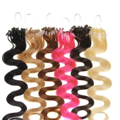 Abbildung von hair2heart 10 x Tape In Extensions aus Echthaar, 50 cm, 2.5 g, glatt Farbe 27 dunkelgoldblond