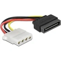 Abbildung von Delock 60115 Stromkabel SATA 15 Pin Stecker zu 4 Buchse, 12 cm Computer Kabel, S ATA