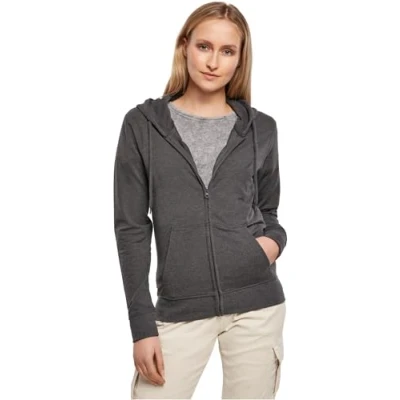 Abbildung von Build Your Brand Damen BY069 Ladies Terry Zip Hoody Sweatjacke, Charcoal, M