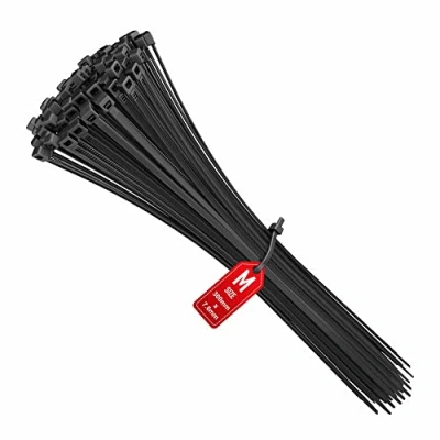 Abbildung von intervisio Kabelbinder 300mm x 7,6mm, Hochleistungs 300 mm Universalbinder, schwarz Nylon UV Beständig, 100 Stück, Verwendung im Innen und Außenbereich