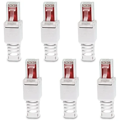 Abbildung von UC Express CAT 6 RJ45 Netzwerkstecker 6X Netzwerk Stecker Steckverbinder mit Zugentlastung werkzeuglos CAT6 CAT6a LAN Netzwerkkabel