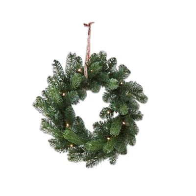 Abbildung von Loberon Kranz Regin, naturnahes Design, mit LEDs geschmückt, festliches Wohnaccessoire, Weihnachtsdekoration, Weihnachten, Kunststoff, Eisendraht, grün