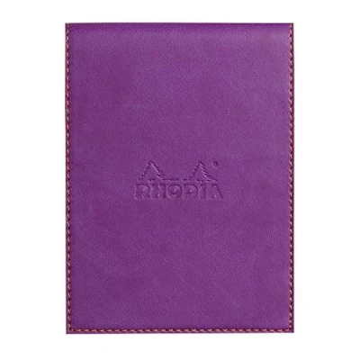 Abbildung von Rhodia 128110C Notizblock N12 (mit Schutzhülle aus Kunstleder, 9,5 x 13 cm, kariert, schick und elegant, ideal für Ihre Notizen) 1 Set, violett