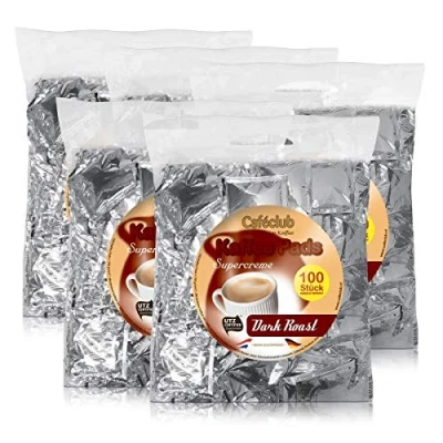 Abbildung von 5x Cafeclub Dark Roast Kaffeepads Megabeutel je 100 stk. dunkle Röstung einzeln verpackt