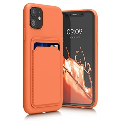 Abbildung von kwmobile Handyhülle kompatibel mit Apple iPhone 11 Hülle Handy Cover Fach für Karten in Orange