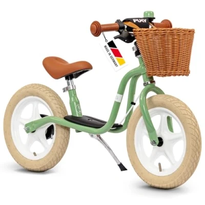 Abbildung von PUKY LR L Classic Retro Green Lauflernrad 2 1/2 Jahre Kinder Laufrad mit Bremse Balance Bike Ergonomischer Sitz, Sicherheitslenkergriffe &amp; Lenkerpolster Höhenverstellbarer Sattel Lenker