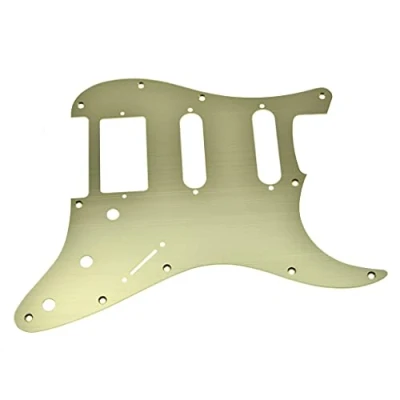 Abbildung von Dopro Schlagbrett mit 11 Löchern, Aluminium, eloxiert, moderner Stil, Strat, HSS, für amerikanische/mexikanische FD Stratocaster, Gold