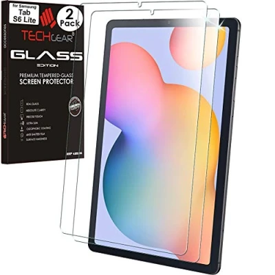 Abbildung von TECHGEAR 2 Stück Glas Schutzfolie kompatible mit Samsung Galaxy Tab S6 Lite 10,4 zoll 2024/2022/2020 (SM P610/P613/P615/P619/P620/P625) Schutzfolie, aus gehärtetem [9H Härte] Crystal Clarity