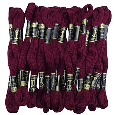 Abbildung von Anchor 25 x Stranded Baumwollkreuz Heftung Hand Stickgarn Floss Skeins Plum