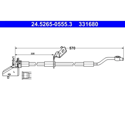 Abbildung von ATE 24.5265 0555.3 Bremsschläuche 570 M10x1 HYUNDAI: ix35, KIA: Sportage III