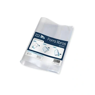 Abbildung von RAYLU PAPER Verstellbare Buchhülle mit Klebestreifen, 5 Stück, selbstklebende Buchhüllen aus widerstandsfähigem 130 Mikron PVC, einfache und schnelle Installation (28,5 x 53)