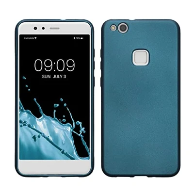 Abbildung von kwmobile Case kompatibel mit Huawei P10 Lite Hülle Schutzhülle aus Silikon metallisch schimmernd Handyhülle Metallic Karibikblau