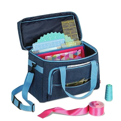 Abbildung von Prym 612634 Nähmaschinen Tasche (Jeans/ türkis) ,44 x 20 35 cm, ungefüllt