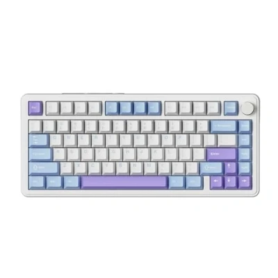 Abbildung von ATTACK SHARK X85 Gasket(BT5.0/2.4G/USB C) Mechanische Tastatur mit Drehregler, 75% kabellose Gaming fünflagiger Polsterung, RGB, Hot Swap fähig, PBT Tastenkappen für Win/Mac(Blau Weiß)