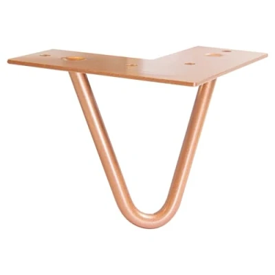 Abbildung von WAGNER Möbelbein/Tischbein/Möbelfuß Hairpin Leg Retro Style Stahl pulverbeschichtet Kupfer, 12 x 10 cm, Bein konisch/schräg verlaufend, integrierte Anschraubplatte 12821401