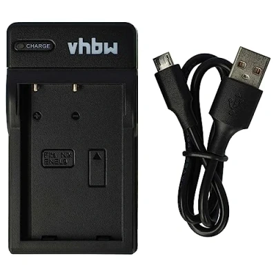 Abbildung von vhbw USB Akkuladegerät kompatibel mit Nikon D3000, D5000, D40, D40x, D60 Digitalkamera, Camcorder, Action Cam Akku Ladeschale