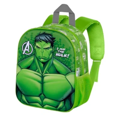 Abbildung von Karactermania Kinderrucksack Marvel Hulk kleiner Rucksack Kindertasche Kindergartenrucksack, Integriertes Namensschild, 3D Optik