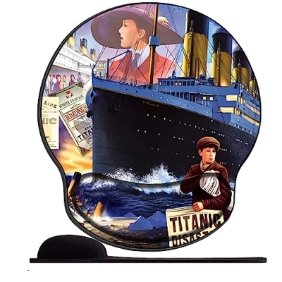 Abbildung von Mauspad mit Gelkissen 26x23cm Mousepad Ergonomisches Handauflage für schonende Handgelenk Haltung das Home Office,Arbeiten,Lernen Titanic Sty27