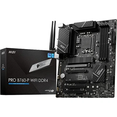 Abbildung von MSI PRO B760 P WiFi DDR4 Mainboard, ATX Unterstützt Intel 12., 13. &amp; 14. Gen Core Prozessoren, LGA 1700 Memory Boost 5333+MHz/OC, PCIe 4.0 x16 Slots, M.2 Gen4 2.5G LAN, Wi Fi 6E