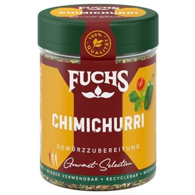Abbildung von Fuchs Gourmet Selection Amerika Chimichurri Gewürzzubereitung, nachfüllbare Gewürzmischung, Gewürz für Fleisch, Salatdressings &amp; Dips, ideal als Marinade Grillfleisch, vegan, 30 g