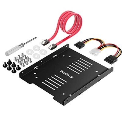 Abbildung von Inateck Einbaurahmen für 2,5&quot; HDD/SSD, auf 3,5&quot; interner Dual Festplattenrahmen, unterstützt 1 SSD/HDD, inkl. Montagezubehör und SATA 3 Kabel