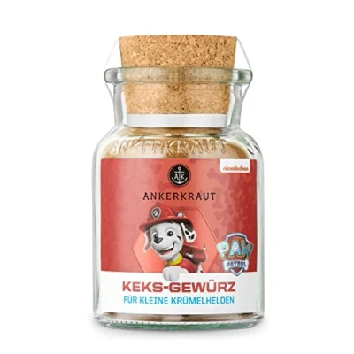 Abbildung von Ankerkraut Paw Patrol Kekse Gewürz, 60g im Korkenglas, Figuren Marshall Edition, Weihnachten Keks zu Hause selber backen, Premium Qualität