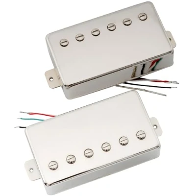 Abbildung von Artec VH59 Vintage Tone Covered Alnico 5 Humbucker Tonabnehmer Hals Steg Pickups Set für Les Paul Style E Gitarre, Nickel