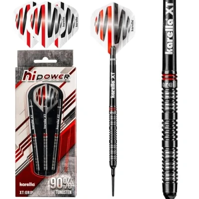 Abbildung von Karella HiPower 90% Tungsten Softdart, 20g, für elektronische Dartscheibe, 2BA Gewinde, 3 Dartpfeile mit Kunststoffspitze, Dartautomat, Wolfram, Profidart Flight und Shaft