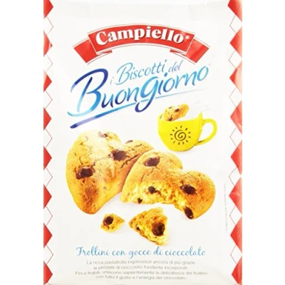 Abbildung von 3x Campiello i Biscotti del Buongiorno Frollini con gocce di cioccolato Shortbread mit Schokoladenstückchen 700g biscuits cookies 100% Italienische Kekse