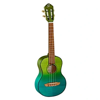 Abbildung von Ortega Prism Series Tenor Ukulele + DeLuxe Gigbag geflammte Ahorn Decke und Boden &amp; Zargen/WalnussGriffbrett Brücke/Ivy Fade