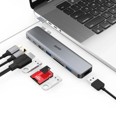 Abbildung von USB C Hub, MacBook Adapter 8 in 2 für Pro Air M1 M2 M3 2024 2023 2022 USBC Hub mit 4K HDMI, Thunderbolt, 5Gbps C, USB3.0 * und Ports, SD TF Kartenleser