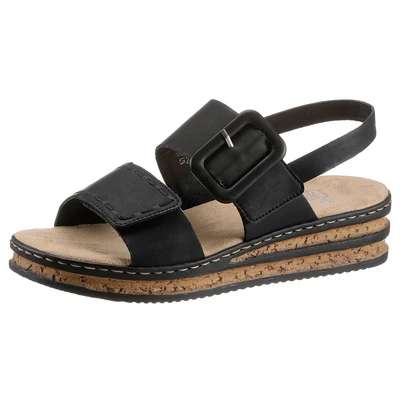 Abbildung von Rieker Keilsandalette, Damen, Größe: 41, Schwarz Schuhe