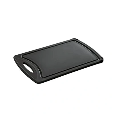 Abbildung von Zassenhaus Schneidbrett EASY CUT Schwarz 32x20x1 cm beidseitig verwendbar extrem rutschfest klingenschonend mit Saftrille Schneidebrett spülmaschinenfest kunststoff