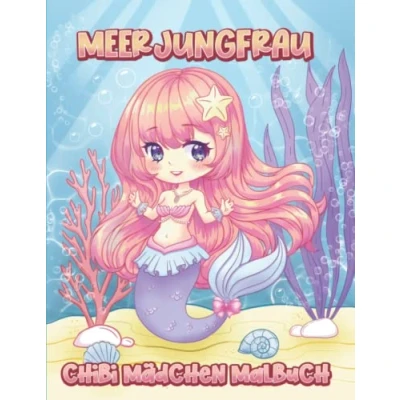 Abbildung von Meerjungfrau: Chibi Mädchen Malbuch für Erwachsene und Kinder . 30 niedliche Malseiten zum Ausmalen Entspannen