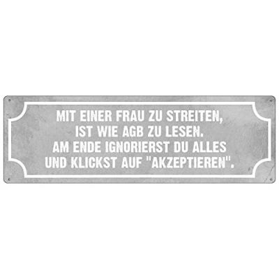 Abbildung von Interluxe METALLSCHILD Türschild MIT Einer Frau ZU STREITEN Lustig Spruch Geschenk Shabby