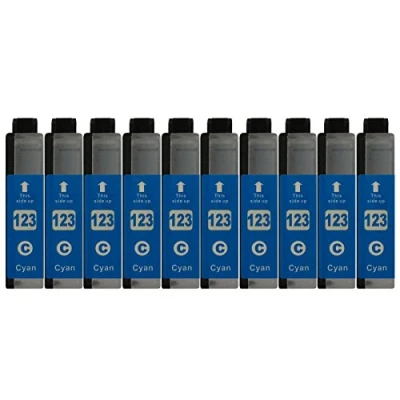 Abbildung von 10 Druckerpatronen kompatibel zu LC123 Cyan für Brother DCP J132W J152W J172W J552DW J752DW J4110DW MFC J245 J470DW J650DW J870DW J4410DW J4510DW